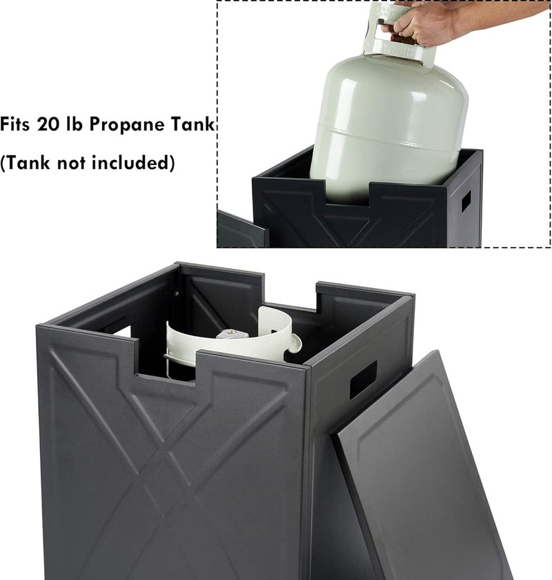 BAIDE HOME Propane Tank Cover, Propane Tank Storage Hideaway Table for Gas Fire Pits, Gas Tank Holder Storage Side Table for 20 lb Propane Tanks - Black - Image 3